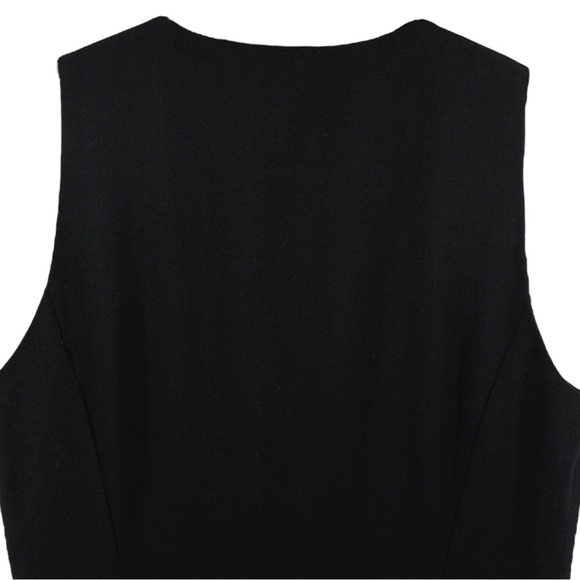 Vintage Y2K Ann Taylor Black Maxi Dress Button up Old Money Capsule 100% Wool 2 - Picture 6 of 10